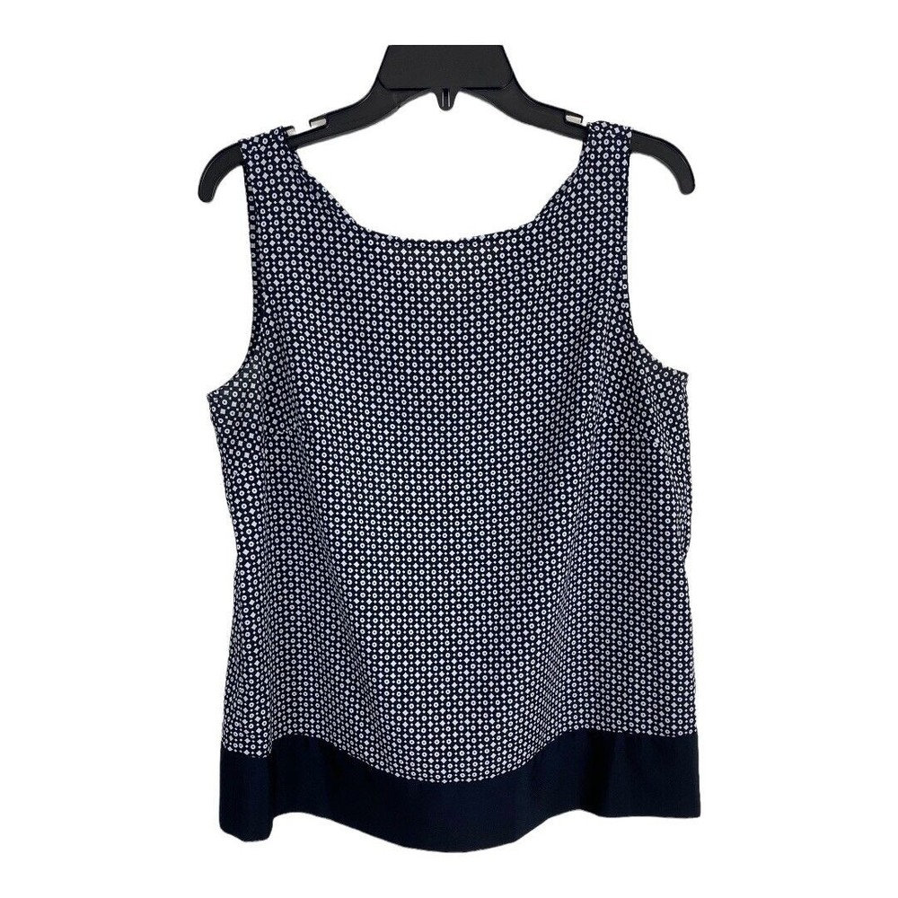 Ann Taylor Loft Womens Shirt Size Medium M Blue White Sleeveless Ties Casual Top
